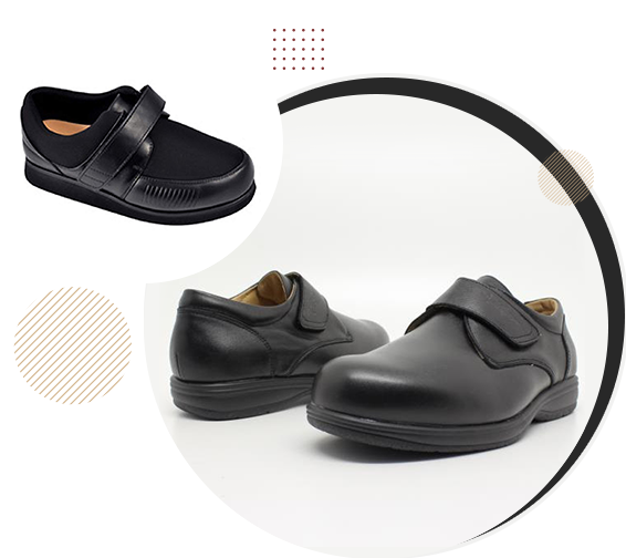 Photo collage of speciality footwear offered by Stride.